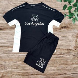 Παιδικό σετ αγοριών “Los Angeles” με μαύρο μπλουζάκι και σορτς, urban στυλ