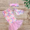 Κοριτσίστικο Σετ Γοργονέ Μαγιό με Παρεό - Ροζ