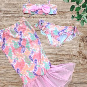 Κοριτσίστικο Σετ Γοργονέ Μαγιό με Παρεό - Ροζ