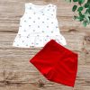 Σετ κοριτσιού με φράουλες και κόκκινο σορτς, καλοκαιρινό παιδικό ρούχο Carouselshop, μπλουζάκι με βολάν