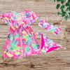 Πολύχρωμο κοριτσίστικο σετ μαγιό με κιμονό και μοτίβο πεταλούδες