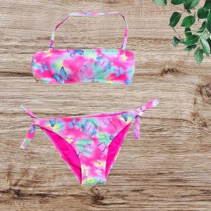 Πολύχρωμο κοριτσίστικο σετ μαγιό με κιμονό και μοτίβο πεταλούδες