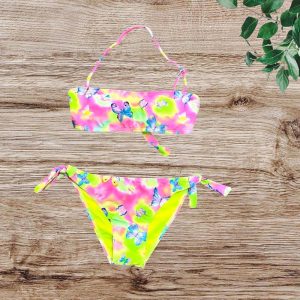 Κοριτσίστικο σετ μαγιό με neon κιμονό και πολύχρωμες πεταλούδες