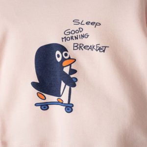 Παιδική πιτζάμα με πιγκουίνο, παντελόνι με print και μάσκα ύπνου