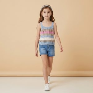 Πλεκτή μπλούζα κορίτσι με πολύχρωμες ρίγες